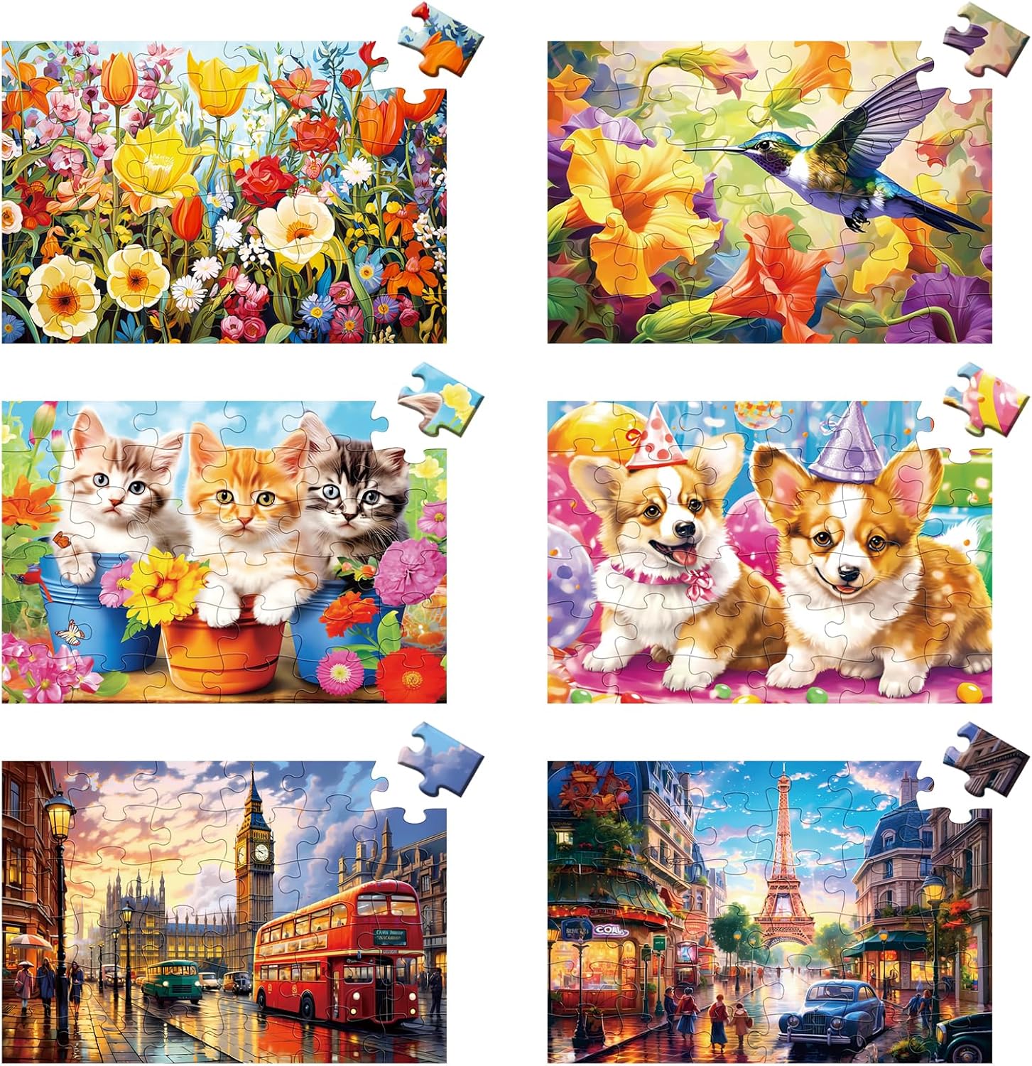 6 Packs 36 Pieces Large Puzzles for Seniors,Dementia Puzzles for Elderly Adults,Jigsaw Puzzles for Adults Seniors with Alzheimer's Dementia with 6 Storage Bags