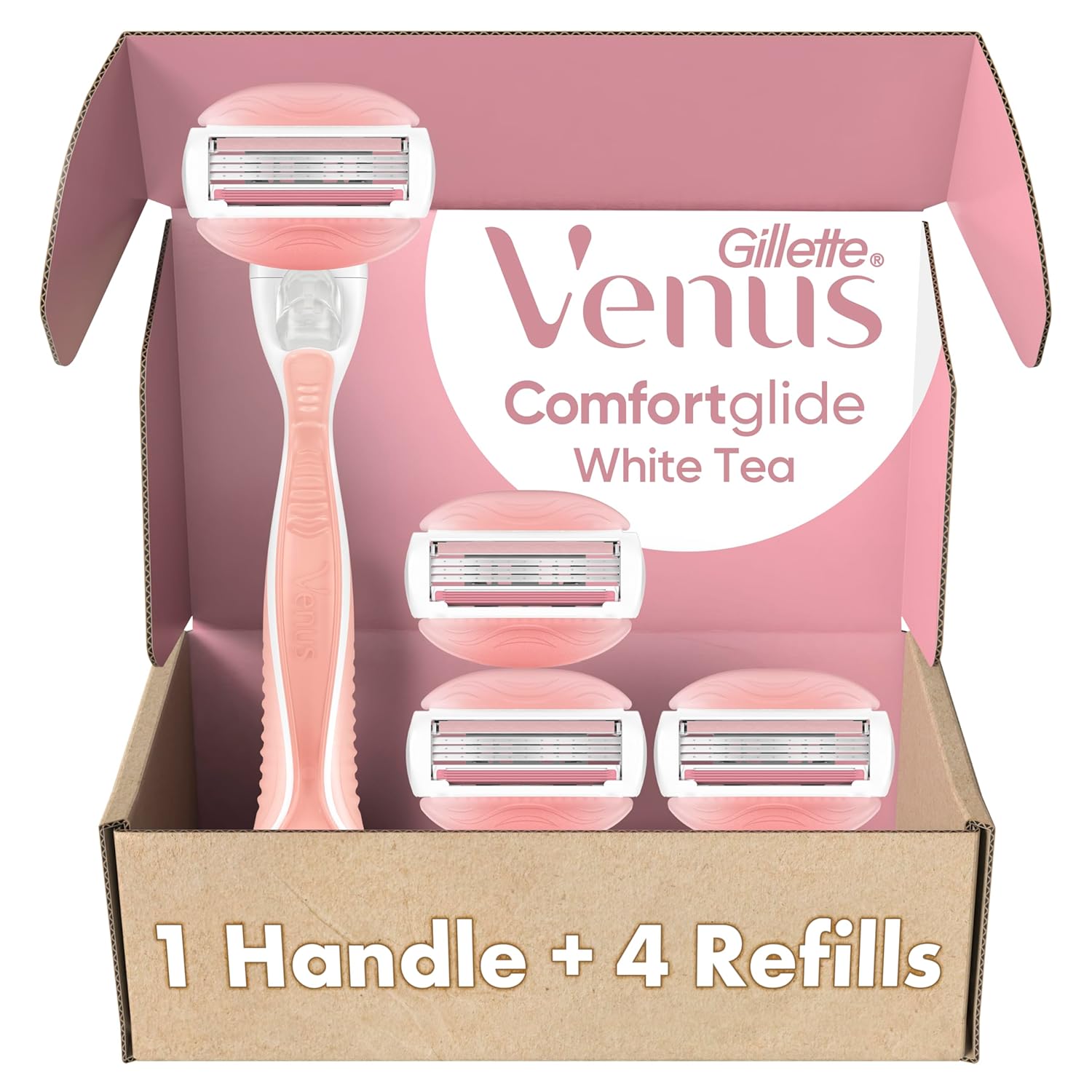 Gillette Venus ComfortGlide White Tea Women's Razor 1 Handle + 4 Blade Refills
