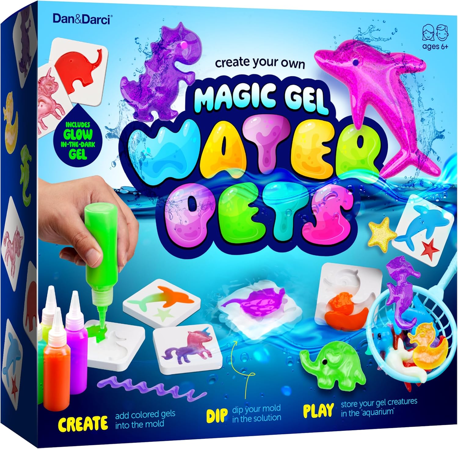 Dan&amp;Darci Aqua Fairy Water Gel Kit for Kids - Easter Gift - Magic Elf Toy Kits - Waters Pets - DIY Squishy Maker Set - Craft for Kids - Make Your Own Squishies Toys Crafts - Gifts for Boys &amp; G