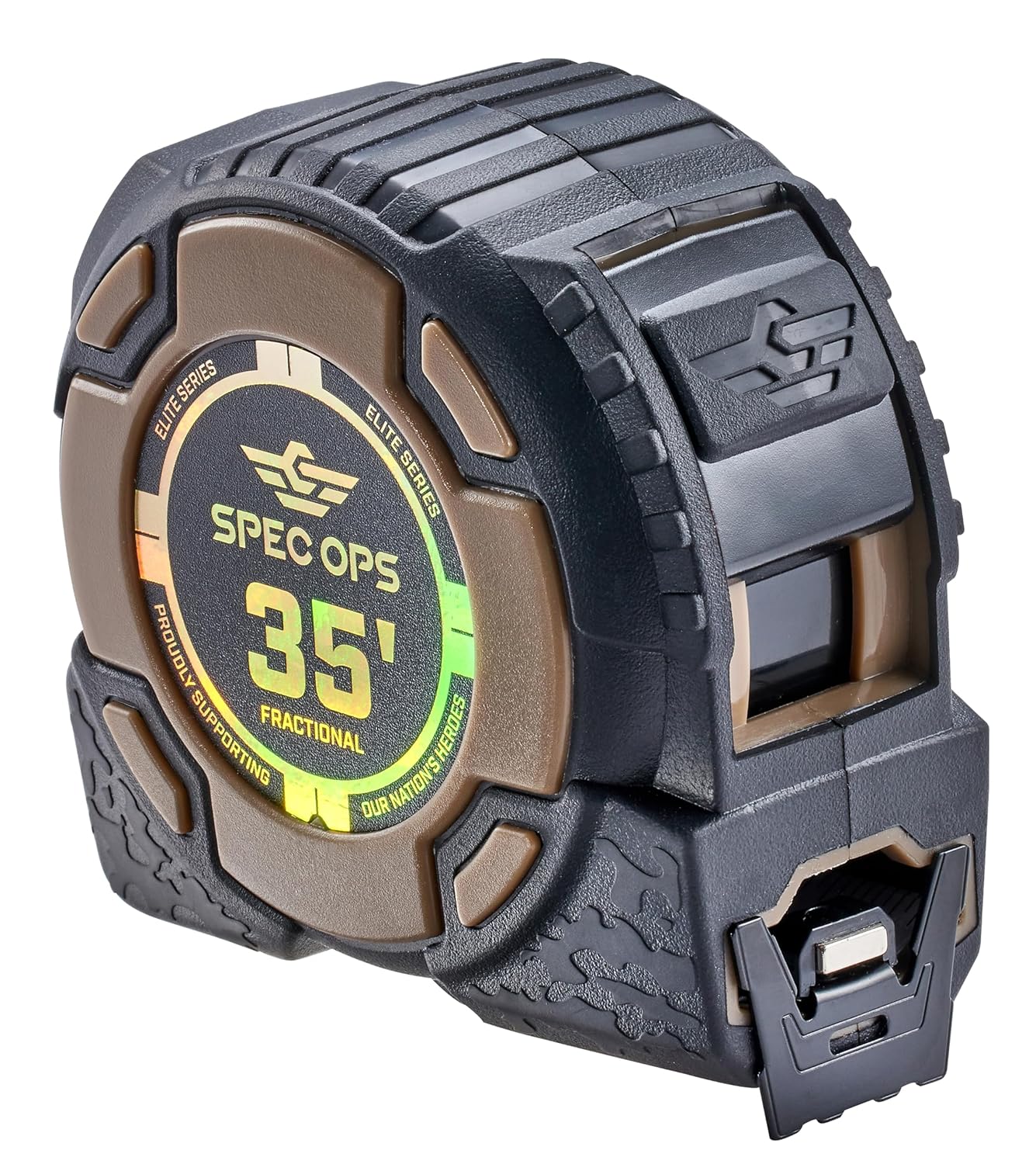 Spec Ops Tools 35-Foot Elite Series Magnetic Tape Measure, 1 1\/4" Double-Sided Blade, Includes Fractional Markings, 12 Feet of Stand Out, Military-Grade Composite Case, 3% Donated to Veterans