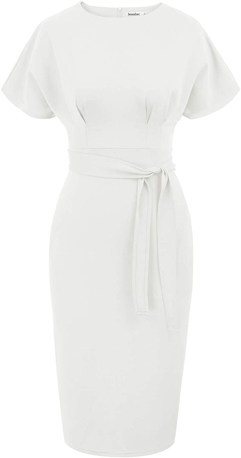 Women's Bodycon Pencil Dress Office Wear to Work Dresses with Pocket Belt