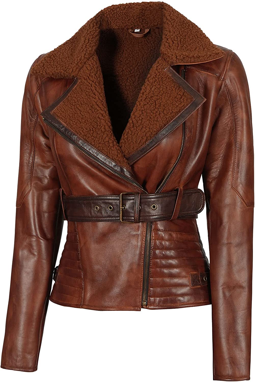 Blingsoul Leather Jackets for Women - Asymmetrical Ladies Motorcycle Leather Jacket