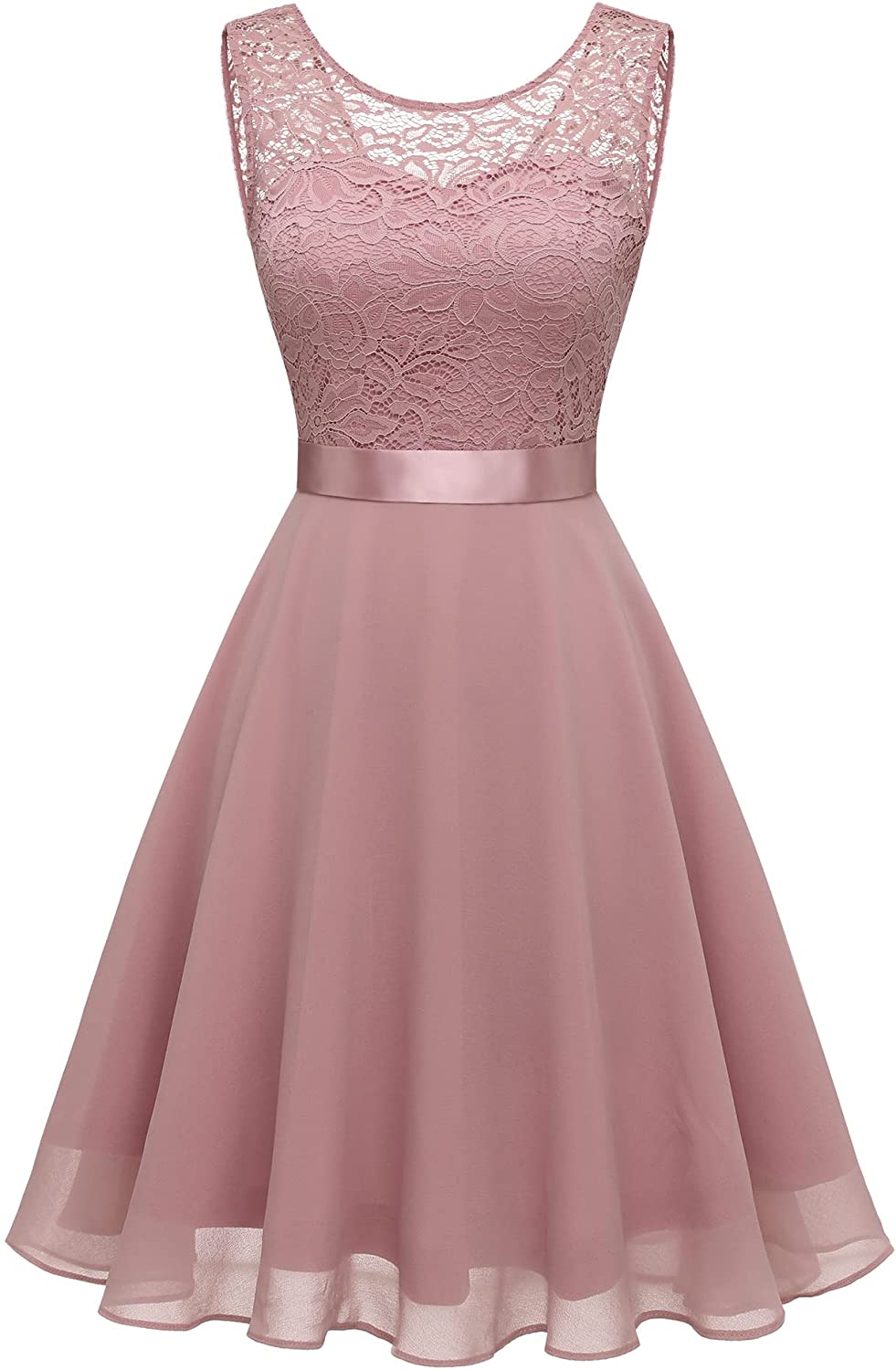 Women's Short Floral Lace Bridesmaid Dress A-line Swing Party Dress