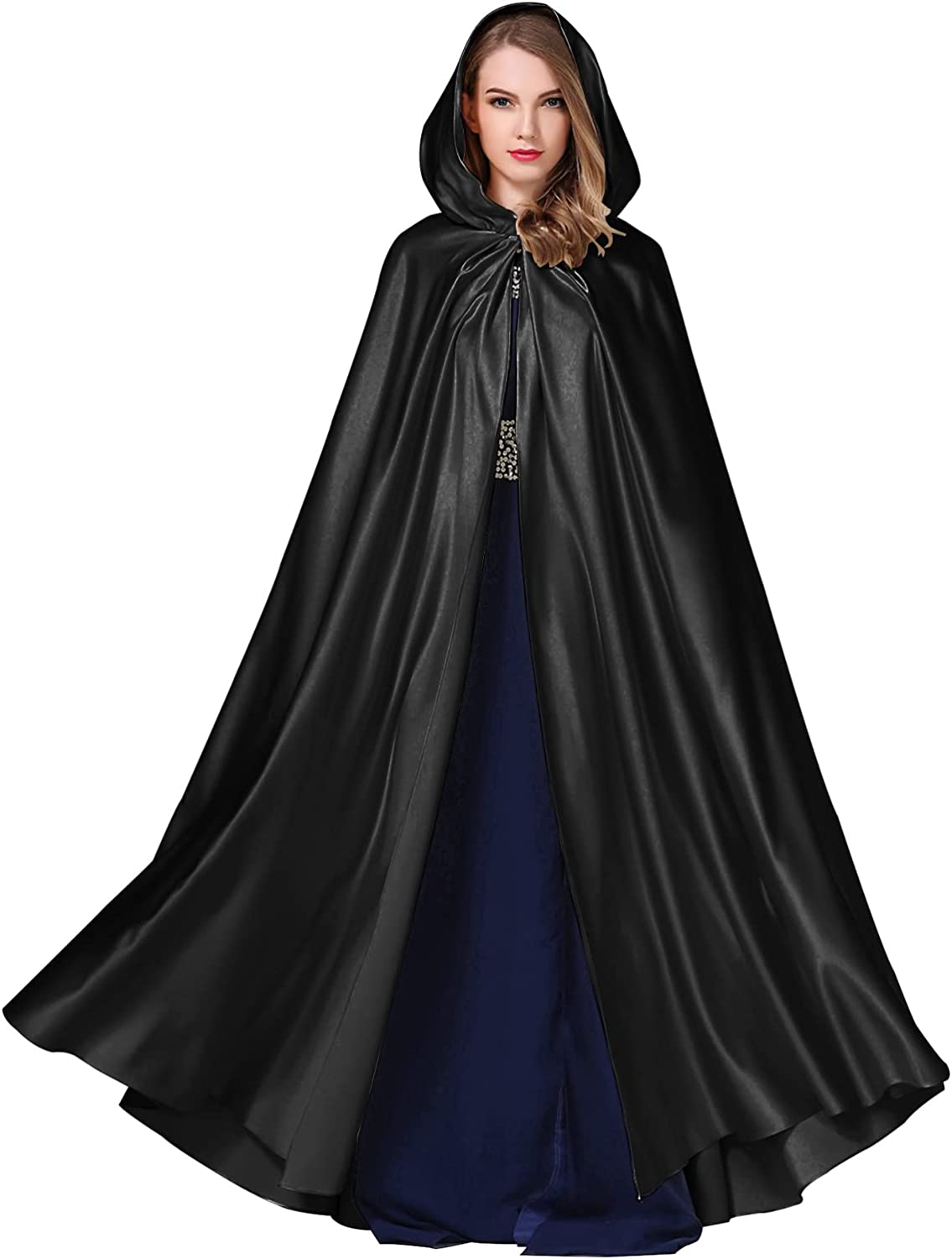 BEAUTELICATE Women's Wedding Hooded Cape Bridal Cloak Poncho Full Length (More Colors)