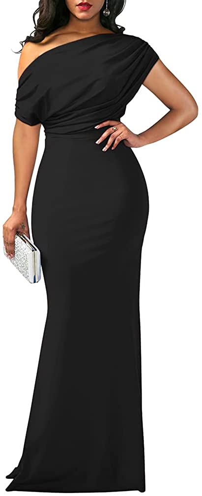 Women's Elegant Sleeveless Off Shoulder Bodycon Long Formal Party Evening Dress