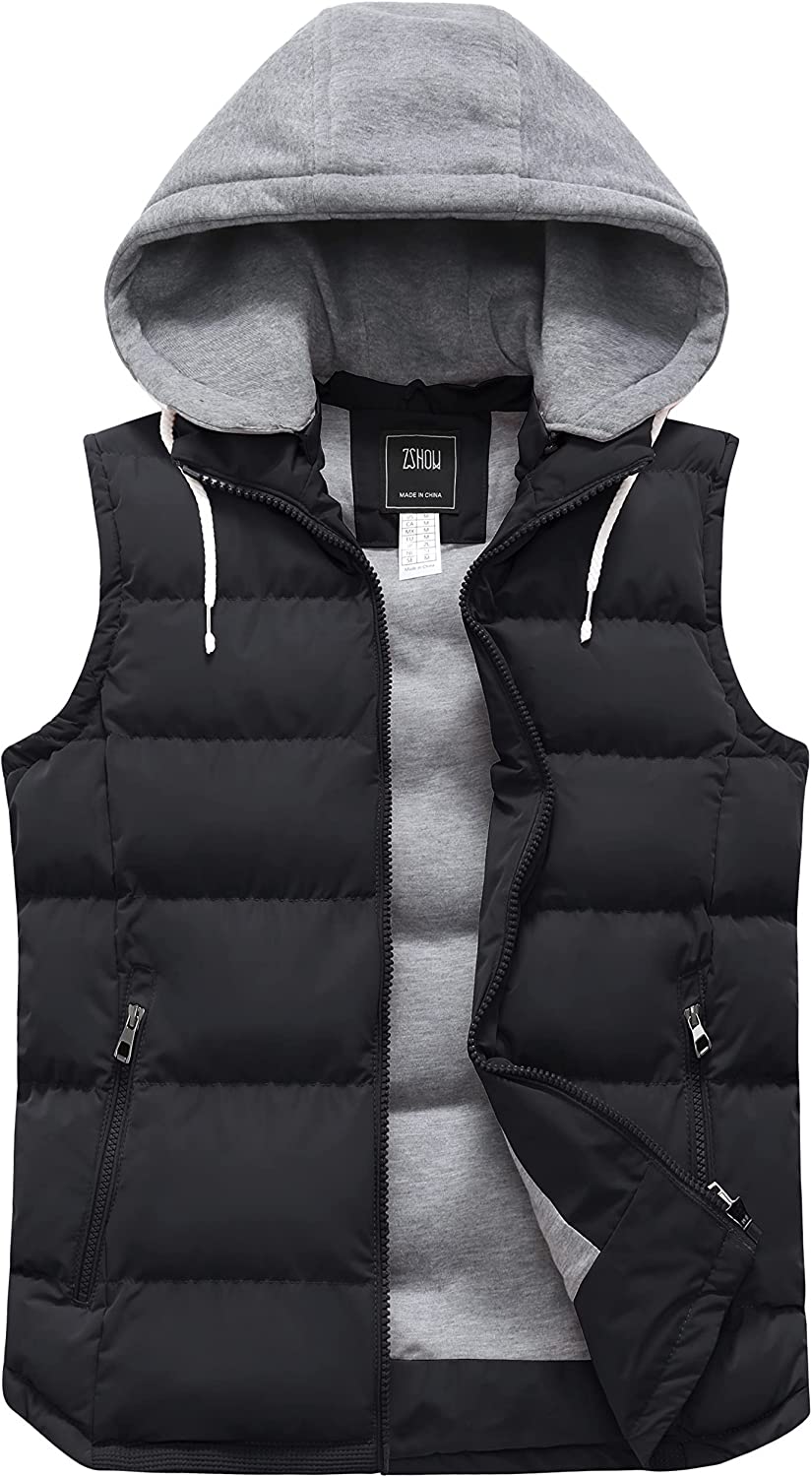 ZSHOW Women's Warm Winter Vest Thick Padded Puffer Vest with Removable Hood