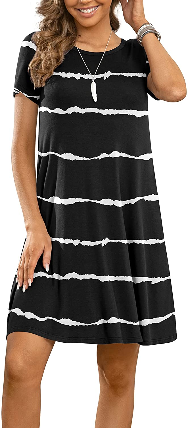 Women's 2022 Summer Short Sleeve Casual Dresses Simple Tshirt Dress