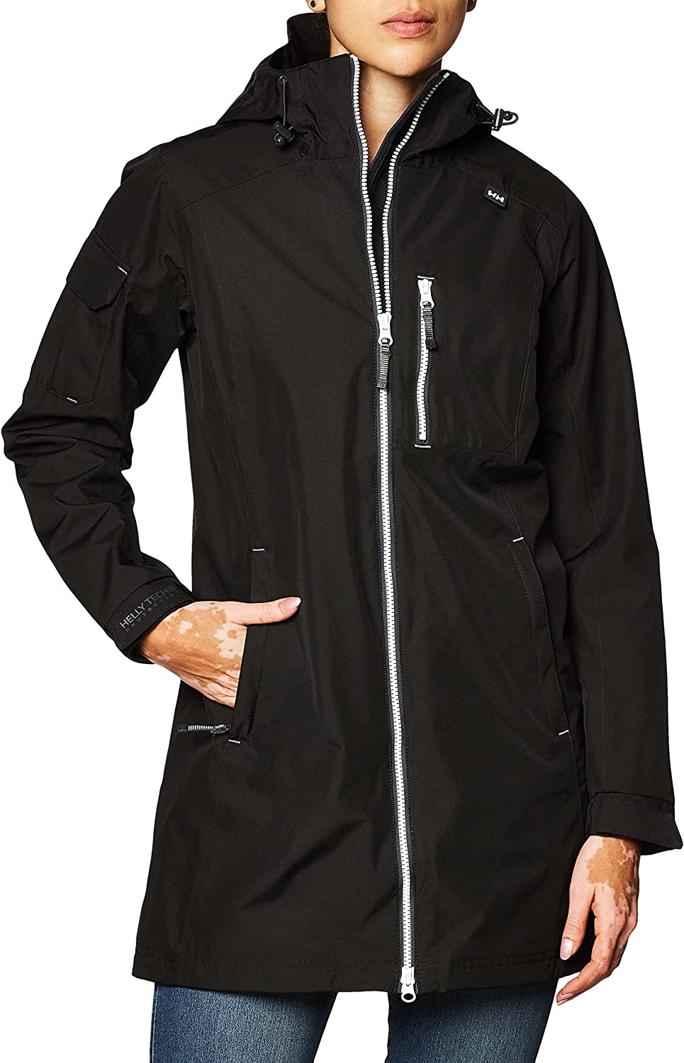 Helly Hansen Women's Long Belfast Lightweight Waterproof Windproof Breathable Raincoat Jacket with Hood