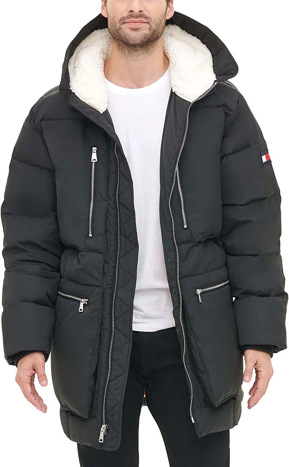 Tommy Hilfiger Men's Heavyweight Quilted Sherpa Hooded Parka