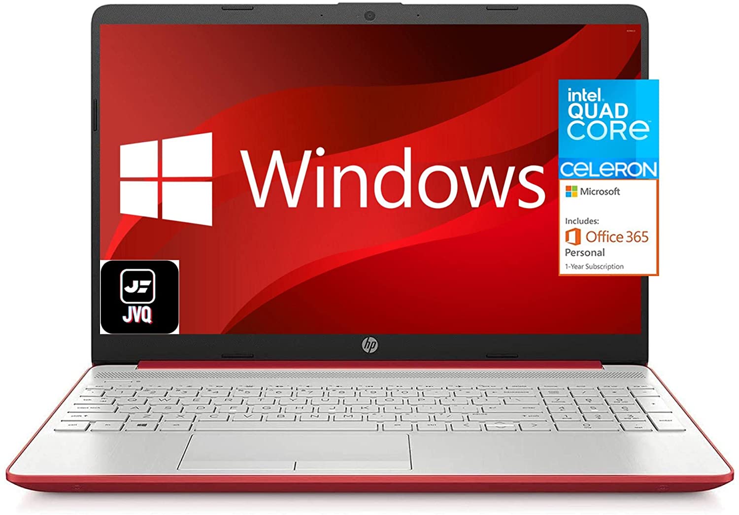 2022 Newest HP 15 15.6” HD Display Laptop Notebook, Intel Pentium Quad-Core N5000(Up to 2.7GHz), 8GB DDR4 RAM, 128GB SSD, 1-Year Office 365, HDMI, USB-C, WiFi, Webcam, Win10, Scarlet Red +JVQ MP