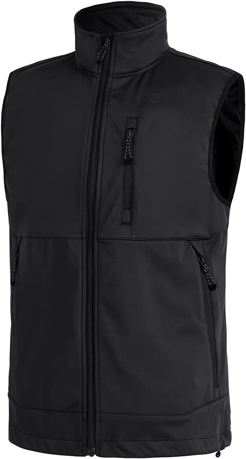 FREE SOLDIER Men's Lightweight Softshell Golf Vests Outerwear Windproof Sleeveless Jackets for Travel Hiking Running Fishing