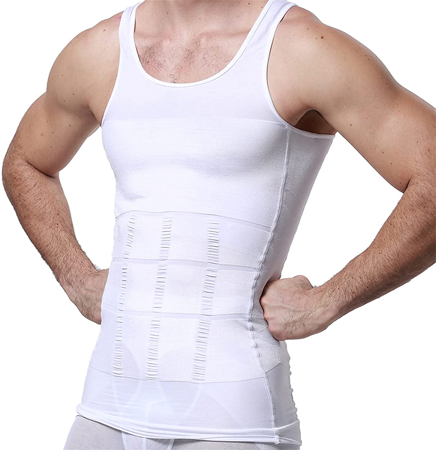 GKVK Mens Slimming Body Shaper Vest Shirt Abs Abdomen Slim