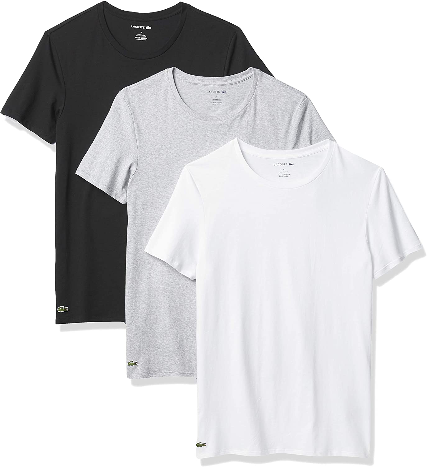 Lacoste Men's Essentials 3 Pack 100% Cotton Slim Fit Crew Neck T-Shirts