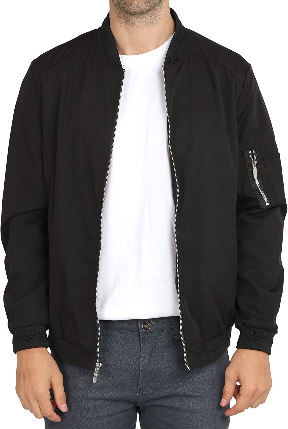 WULFUL Mens Casual Lightweight Jacket Softshell Flight Bomber Jacket Varsity Windbreaker