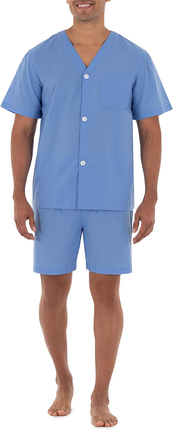 Fruit of the Loom Men's Broadcloth Short Sleeve Pajama Set