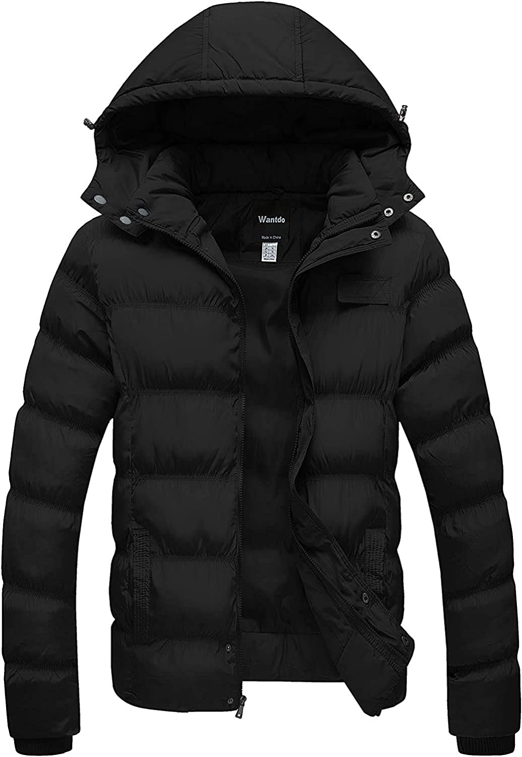 Wantdo Men's Hooded Winter Coat Warm Puffer Jacket Thicken Cotton Coat with Removable Hood