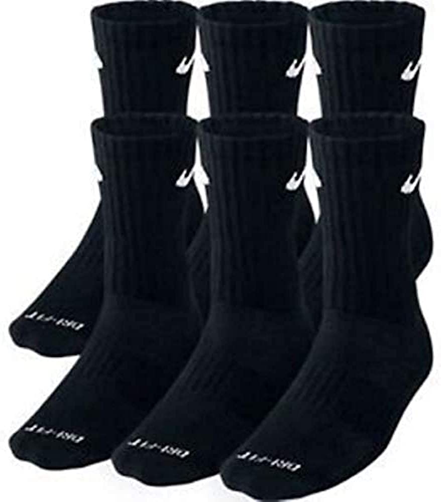 Nike Men's Everyday Plus Cushion Crew Socks 6 Pairs (X-Large, Black/White)