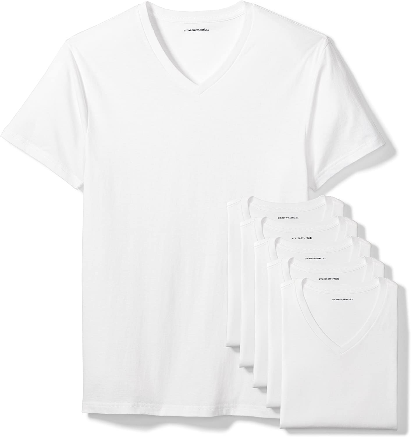 Amazon Essentials Men's V-Neck Undershirts, Pack of 6