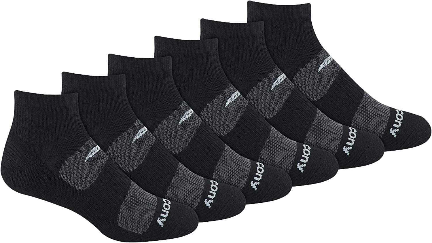 Saucony Men's Multi-Pack Mesh Ventilating Comfort Fit Performance Quarter Socks (6 & 12)