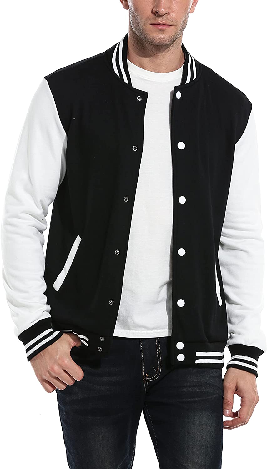 COOFANDY Mens Fashion Varsity Jacket Causal Slim Fit Cotton Bomber Jackets