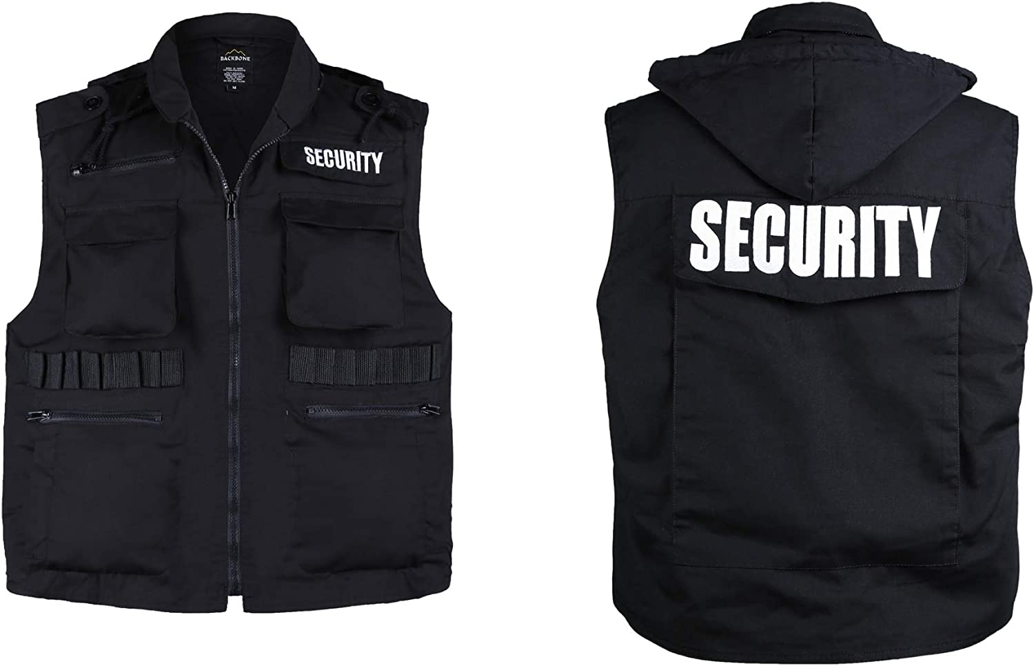 BACKBONE Mens Womens Unisex Army Style Black Security Uniform Vest