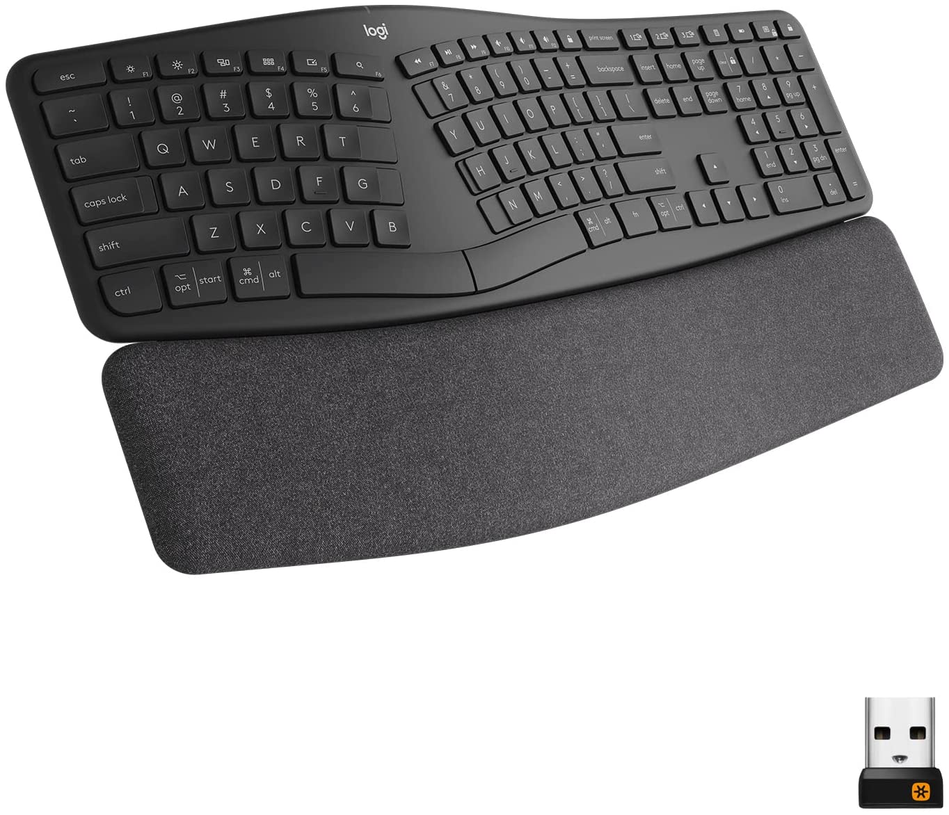 Logitech ERGO K860 Wireless Ergonomic Keyboard - Split Keyboard, Wrist Rest, Natural Typing, Stain-Resistant Fabric, Bluetooth and USB Connectivity, Compatible with Windows/Mac