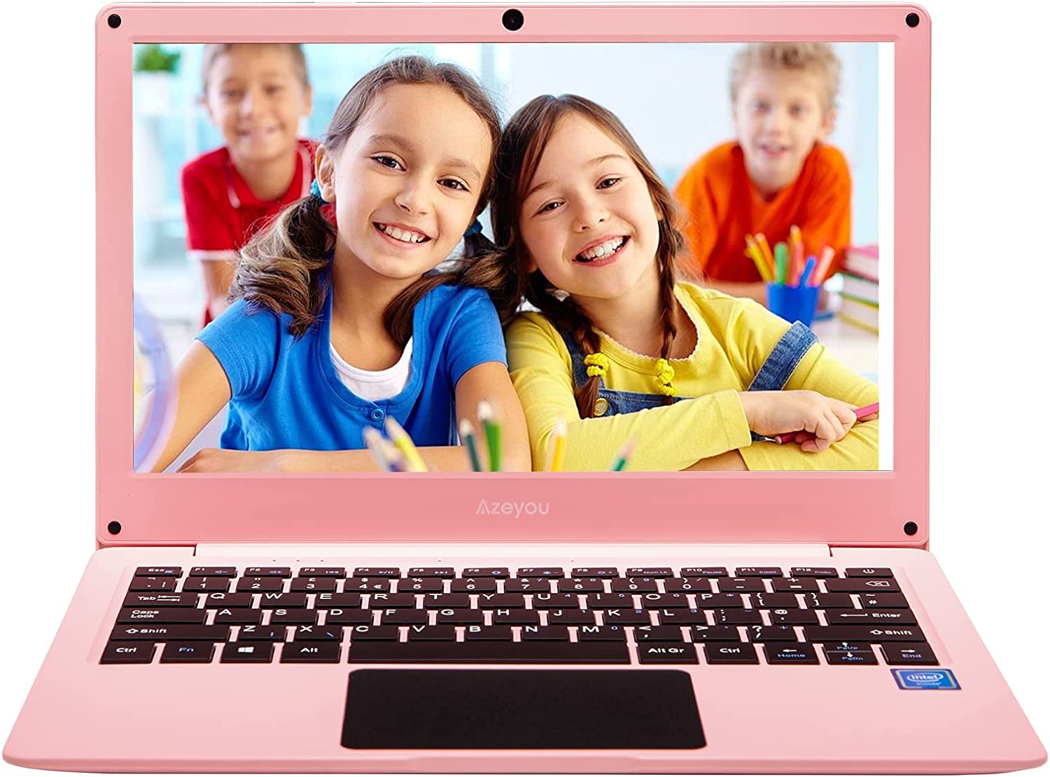 Mini Laptop Student 11.6" Windows 10 HD Display Laptop, Intel Celeron N4020 Processor, 4GB RAM,64GB eMMC Storage, 2MP Webcam, Azeyou U10 Ultra Slim and Light Portable Notebook PC for Student-Pink