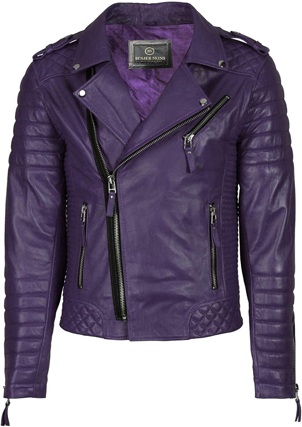 Benjer Skins Genuine Lambskin Leather Jackets For Men - Motorcycle Biker Leather Jacket Men BO 104