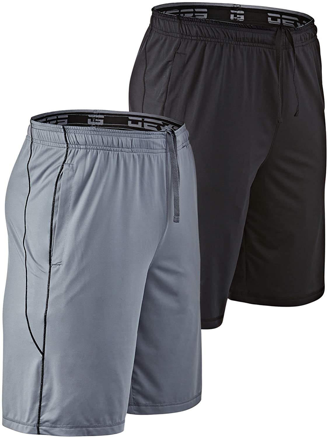 DEVOPS Men's 2-Pack Loose-Fit 10" Workout Gym Shorts with Pockets