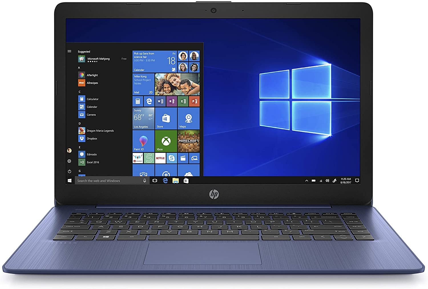 HP Stream 14-inch Laptop, Intel Celeron N4000, 4 GB RAM, 64 GB eMMC, Windows 10 Home in S Mode With Office 365 Personal For 1 Year (14-cb185nr, Royal Blue)