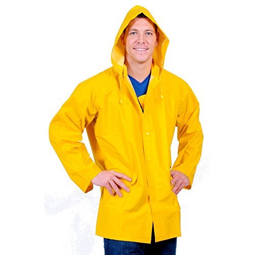 Galeton 7960-M-YW Repel Rainwear 0.35mm PVC/Polyester Rain Jacket with Detachable Hood, Medium, Yellow