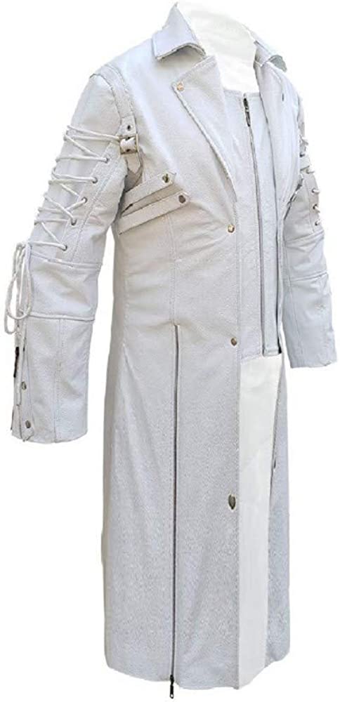 Mens Real Leather Coat Goth Matrix Trench Coat Gothic Steampunk Coats