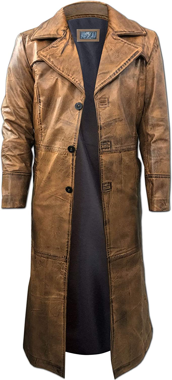 Leather Trench Coat Mens Full Length - Leather Duster Coat For Men