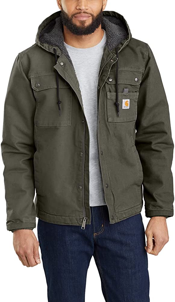 Carhartt Men's Big & Tall Relaxed Fit Washed Duck Sherpa-Lined Utility Jacket