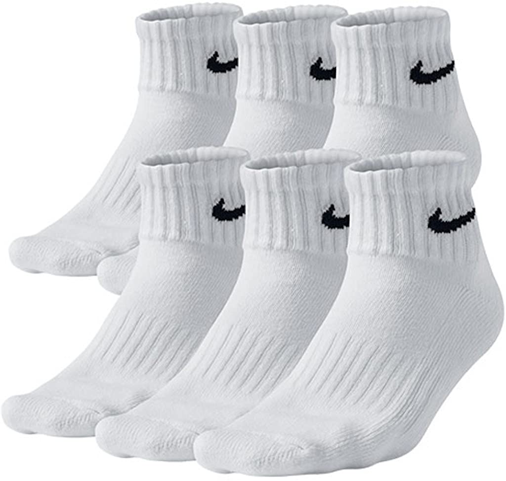 Nike Men's Bag Cotton Quarter Cut Socks (6 Pack) (Large (shoe size 8-12), White)