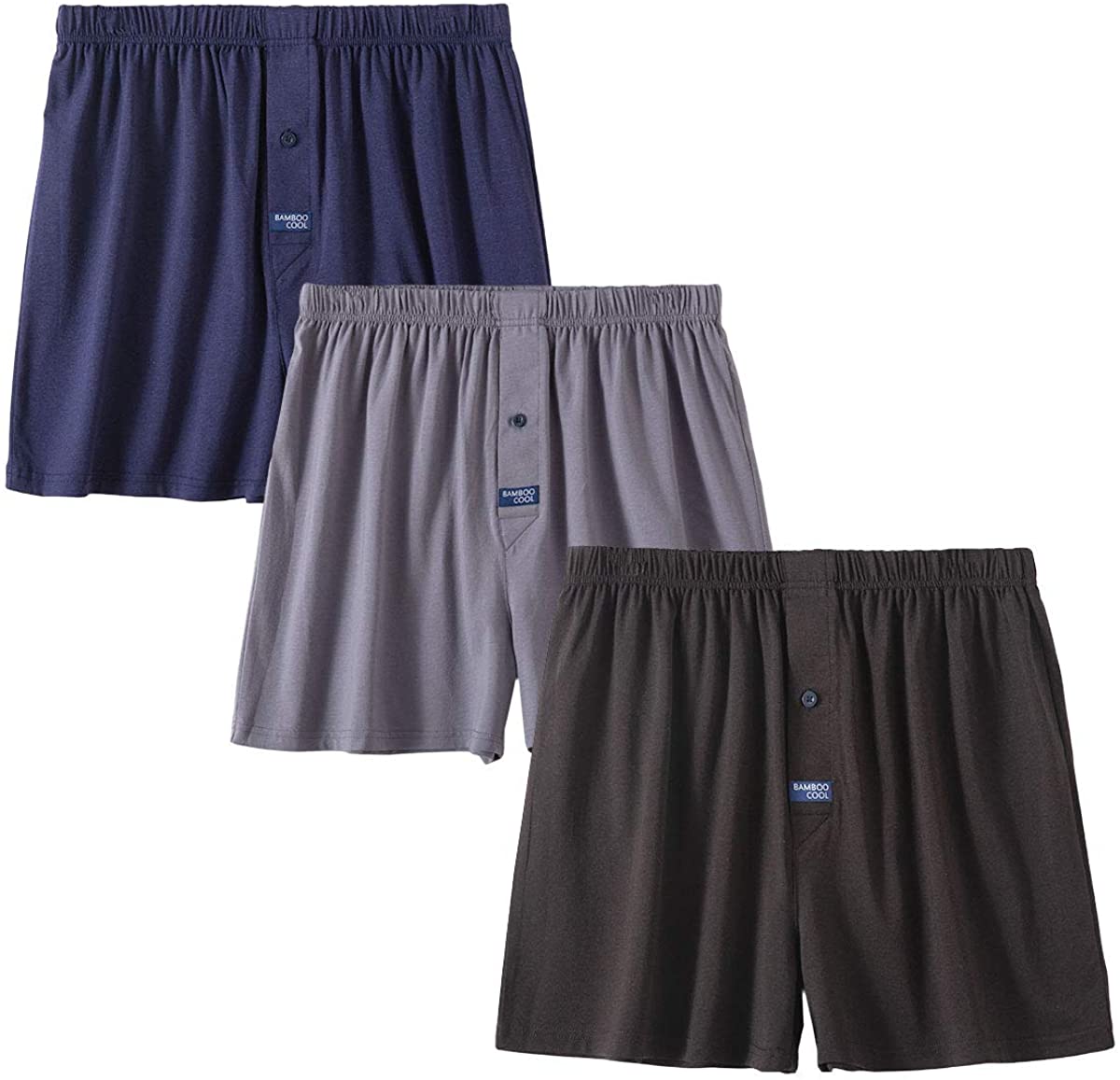 Men's Boxer Short 3-Pack Bamboo Boxers for Men Classic Relaxed Fit Stretch Short