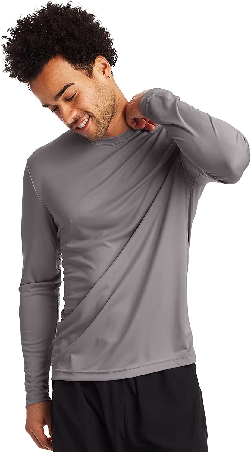 Hanes Men's Long Sleeve Cool Dri T-Shirt UPF 50+ (Pack of 2)