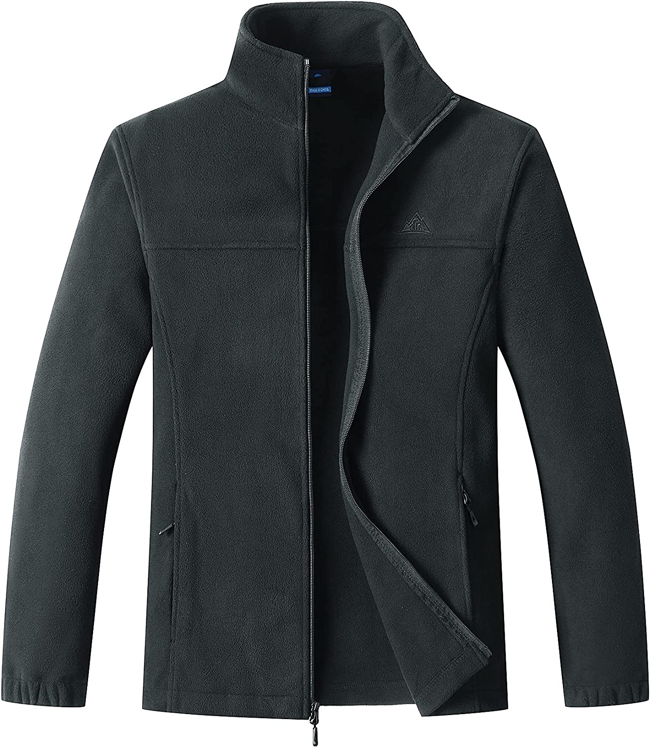 Men's Lightweight Full Zip Soft Polar Fleece Jacket Outdoor Recreation Coat With Zipper Pockets