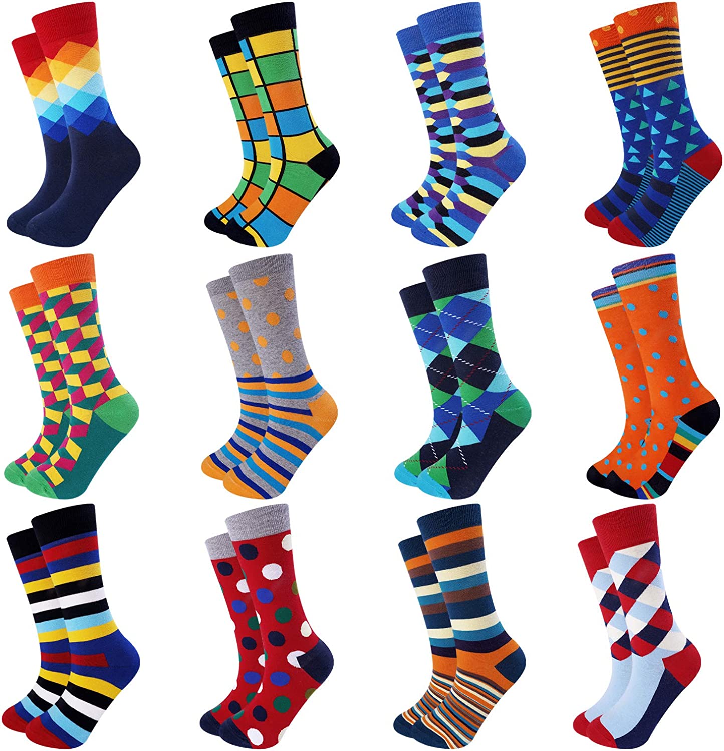 Jeasona Mens Funny Fun Crazy Dress Crew Socks Pack Funky Novelty Cool Gifts