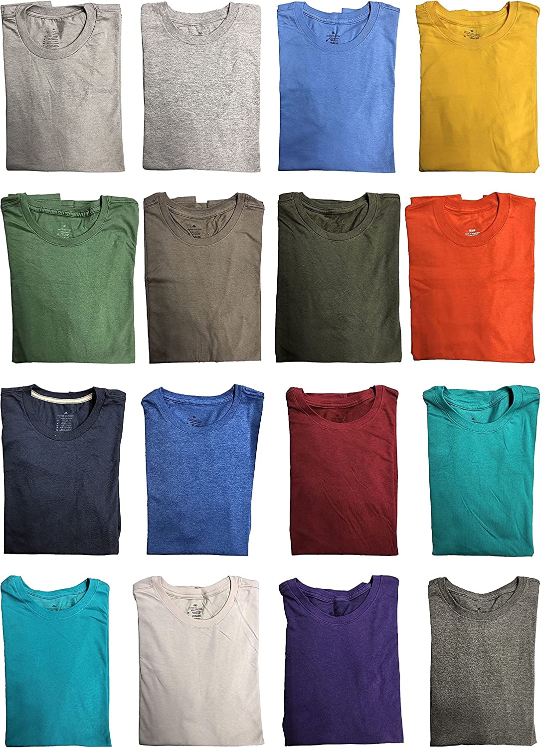 SOCKS'NBULK Mens Cotton Crew Neck Short Sleeve T-Shirts Mix Colors Bulk (12 Pack Mix, Large)