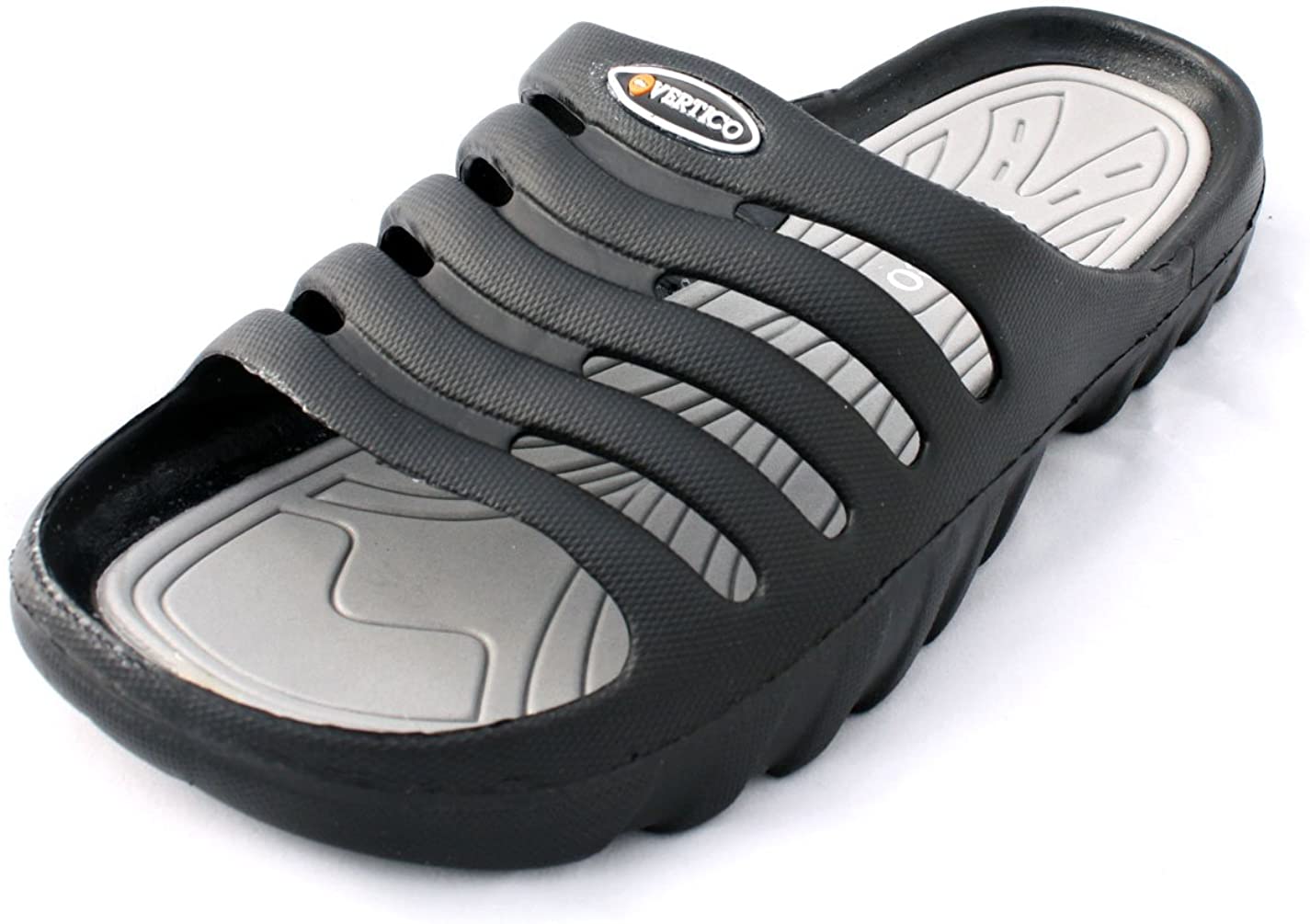 Vertico - Shower Sandals | Slide-On and Comfortable Pool-Side Shoes - Black & Grey