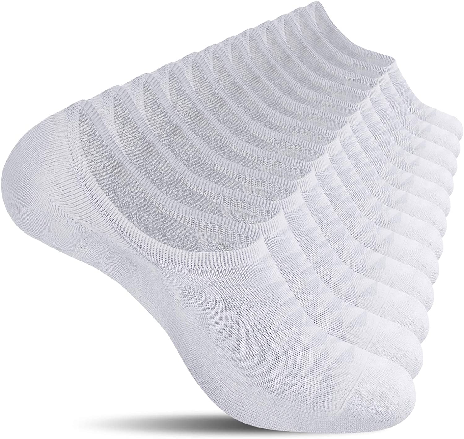 6 Pairs Mens No Show Socks with Cushion Low Cut Invisible Non Slip Socks