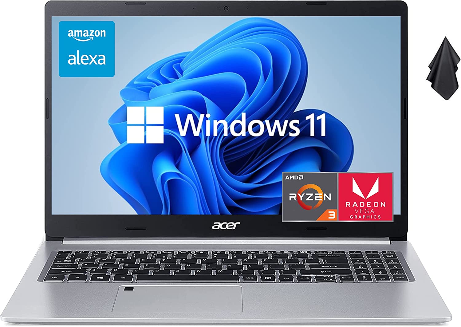 2022 Newest Acer Aspire 5 Slim Laptop, 15.6" Full HD IPS, AMD Ryzen 3 3350U Quad-Core Processor, 12 GB DDR4 RAM, 512 GB SSD, Intel WiFi 6, Backlit KB, Fingerprint Reader, Amazon Alexa, Windows 11