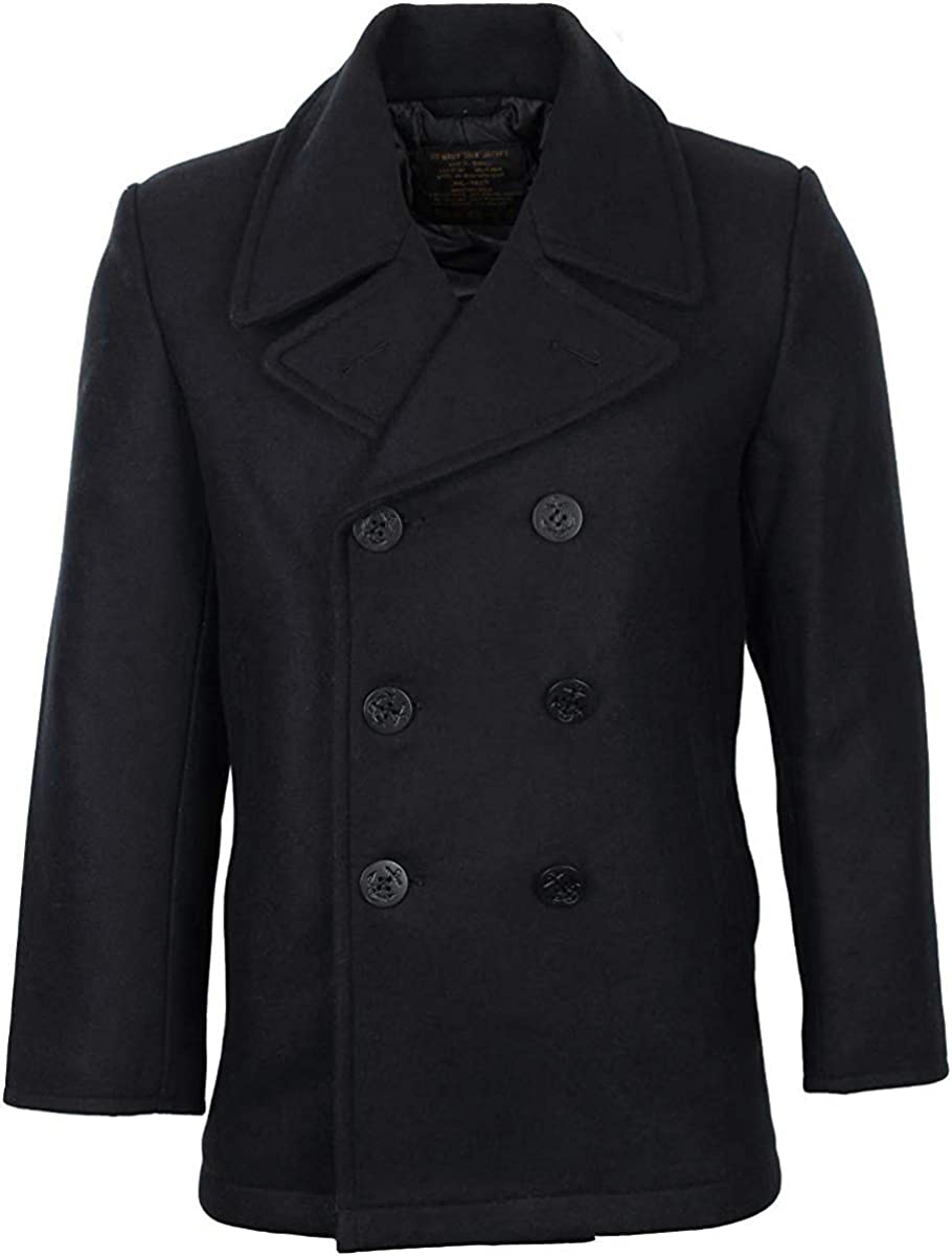 Mil-Tec Men's US Navy Pea Coat Black