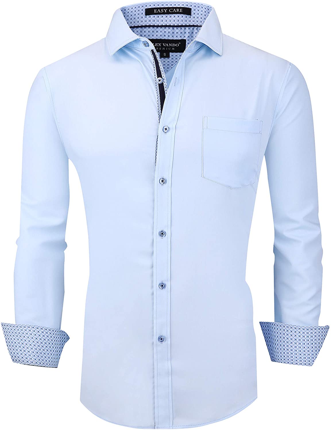 Alex Vando Mens Dress Shirts Wrinkle Free Regular Fit Stretch Bamboo Button Down Shirt