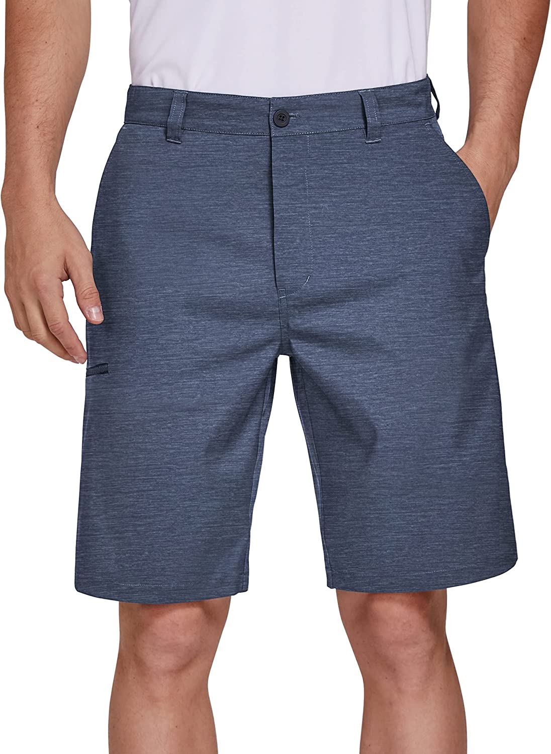 PULI Men's Golf Hybrid Dress Shorts Casual Chino Stretch Flat Front Lightweight Quick Dry with Pockets