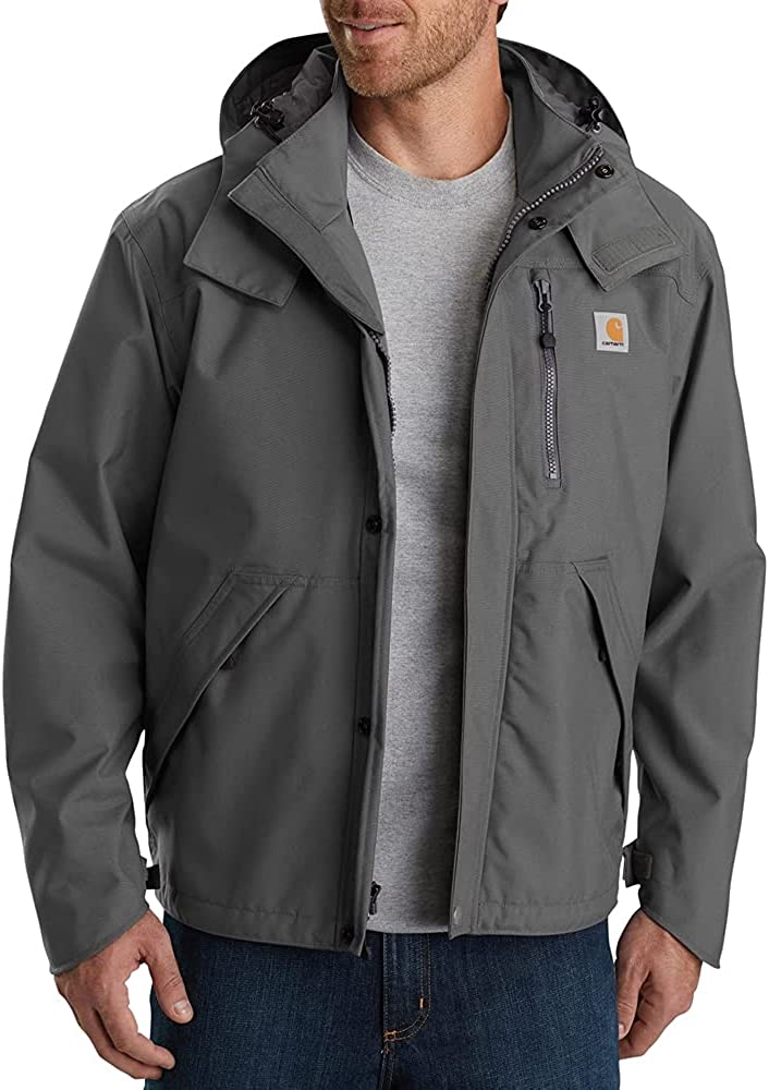 Carhartt Men's Big and Tall Storm Defender Loose Fit Heavyweight Jacket (Regular and Big & Tall Sizes), Gravel, 3X-Large