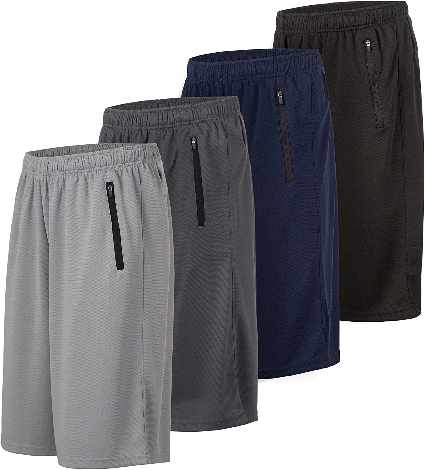 Athletic Shorts for Men - 4 Pack Men's Activewear Quick Dry Basketball Shorts - Workout, Gym, Running