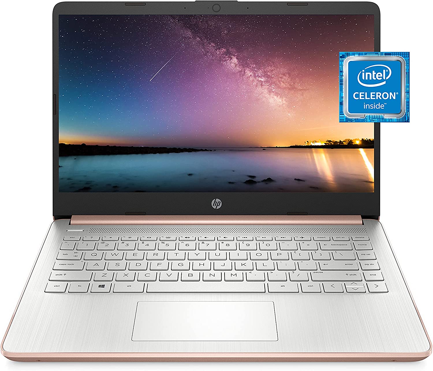 HP 14 Laptop, Intel Celeron N4020, 4 GB RAM, 64 GB Storage, 14-inch Micro-Edge HD Display, Windows 10 Home, Thin & Portable, 4K Graphics, One Year of Microsoft 365 (14-dq0030nr, 2021, Pale Rose Gold)