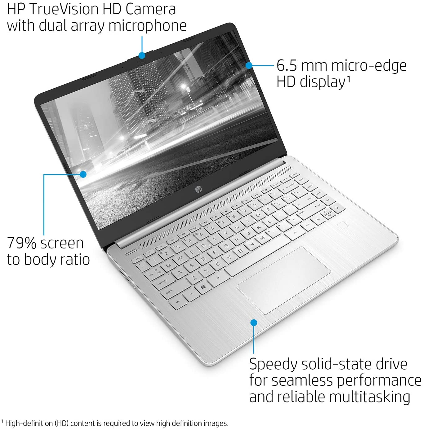 2022 New HP 15 Laptop, 15.6" HD LED Display, Intel Dual-Core Processor, Intel UHD Graphics, 16GB DDR4 RAM, 1TB SSD, Ethernet Port, USB Type-C, Long Battery Life, Windows 11